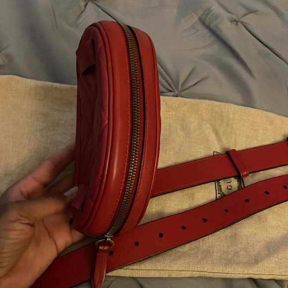 Gucci Belt Marmont 65 small Matelasse Red leather messenger bag - Picture 8 of 11